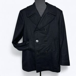 DSCP Quarterdeck Black Wool Peacoat Mens 40L Military Nautical Preppy Old Money